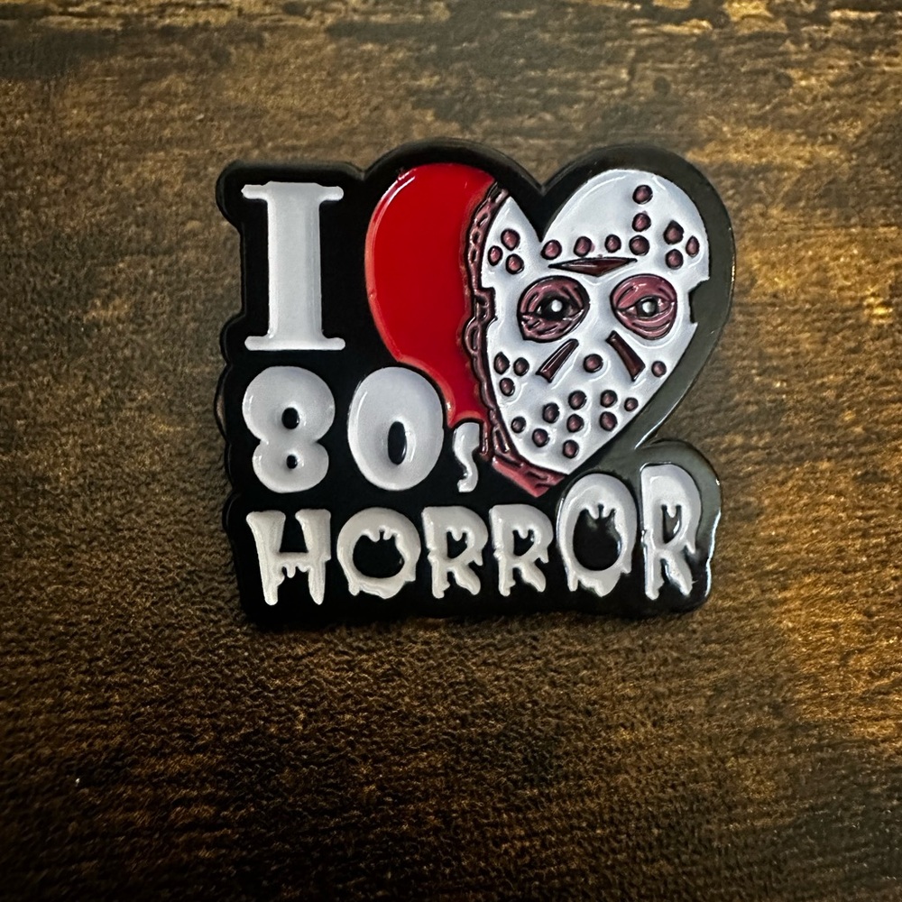 I Love 80s Horror Large Enamel Pin With Jason From Friday the 13th